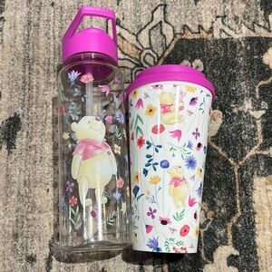 Winnie the Pooh Pink and White Water Bottle and Tumbler Set